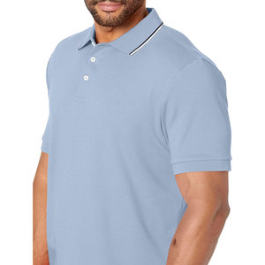 Custom Logo Front Solid 100% Cotton Men's <b>Classic</b> Fit Short Sleeve Dual Tipped Collar Plus Size for Shirt - Product Image 2