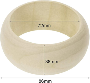 Wood Bangle Bracelets 4Pcs 2.8inch Unfinished Natural Round <b>Large</b> Wooden <b>Ring</b> for Art & Craft Project DIY Jewelry Making - Product Image 3