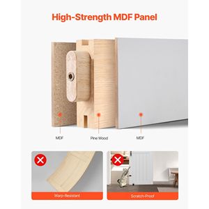 Kit Ferramenta per Porta Scorrevole in MDF ad Alta Resistenza 84 x 30 Pollici, Superficie in PVC Impermeabile, Facile Installazione, per Porte da 30 x 84 Pollici - Product Image 3