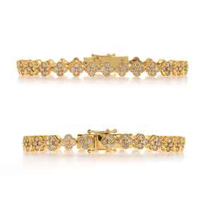 Bracelet en or jaune 14 carats avec diamants naturels en forme de fleur, couleur I-J, clarté SI, bracelet à maillons en diamants, fabricant de bijoux en Inde - Product Image 1