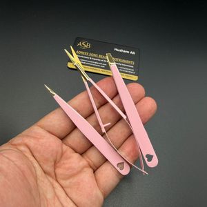 Pinzas para Cejas Negras Doradas con Logotipo Personalizado, Punta Inclinada, con Forma de Corazón, de Acero Inoxidable de Calidad Profesional, Tijeras para Cejas con Resorte - Product Image 3
