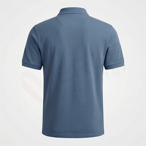 Chemise décontractée pour homme en piqué 100 % polyester bleu marine à manches courtes, respirante, infroissable, coupe classique, design tricoté uni - Product Image 2