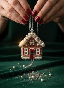 Guirlande de Noël moderne perlée, faite à la main, multicolore, écologique, décoration festive à suspendre pour porte - Product Image 4