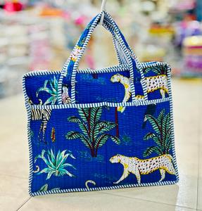 Bolso Tote Acolchado Floral para Mujer, Bolso de Hombro de Algodón, Bolso de Mano Abierto para Viajes Diarios - Product Image 3