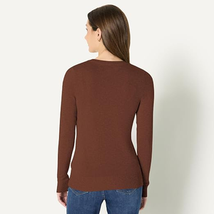 Women's Black Knitted Button Front <b>Cardigan</b> <b>Long</b> Sleeve Crew Neck Casual Sweater Solid Color 100% Cotton All Seasons Wear - Product Image 6
