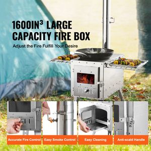 Stufa a Legna Portatile da Campeggio in Acciaio Inox da 86 Pollici con Tubi per Canna Fumaria e Guanti, 1646in3Fire, 100% Pieghevole - Product Image 2