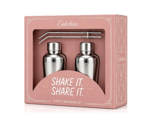 Ensemble de shaker à cocktails en acier inoxydable, avec verre mélangeur, passoire et doseur, coffret cadeau pour service de bar - Product Image 2