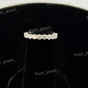 925 Sterling Silver Moissanite Diamond Eternity Band Full Eternity Wedding <b>Ring</b> <b>Iced</b> Out Stackable Anniversary Gift Women - Product Image 3