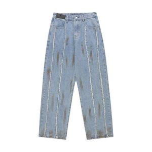 Pantalon en jean vintage délavé pour homme, style crayon, effet moustaches, tendance - Product Image 5