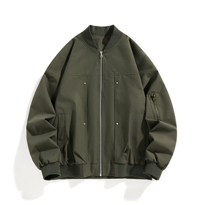 Men's Bomber <b>Jacket</b> Solid Color Zipper Closure Streetwear Windproof Polyester Winter Hooded Stand Collar Regular Sleeve Front - Product Image 3