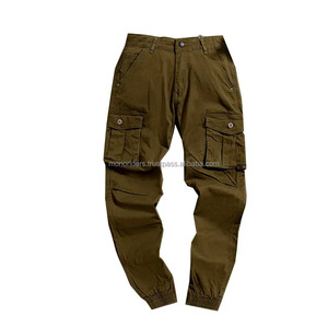 Pantalon cargo slim taille haute pour homme avec poche latérale zippée Jogging coupe décontractée en sergé Poches latérales sans couture - Product Image 4