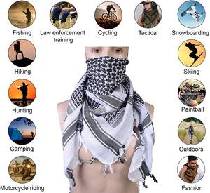 Shemagh Keffiyeh carré blanc et noir à pois, foulard arabe traditionnel à carreaux, tactique, qualité supérieure, 100% coton, pour homme - Product Image 6