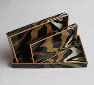 Modernas Bandejas de Almacenamiento con Diseño de Camuflaje, Acabado Lacado en Resina, Rectangulares, Apilables, Organizador de Oficina, Compartimento Único, para Escritorio - Product Image 1