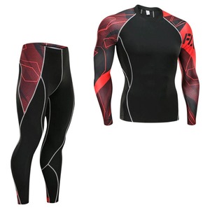 Ensemble de compression respirant pour l'hiver à manches longues / Ensemble 2 pièces de streetwear uni pour l'entraînement en salle de sport - Product Image 1