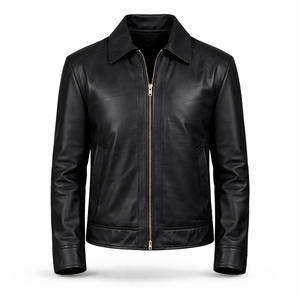 Chaqueta Bomber Impermeable y Cortavientos de Cuero Genuino Negro para Hombre, Estilo Clásico con Cierre, Casual, a la Moda, Fabricante Personalizado SAAR INDUSTRIES - Product Image 1