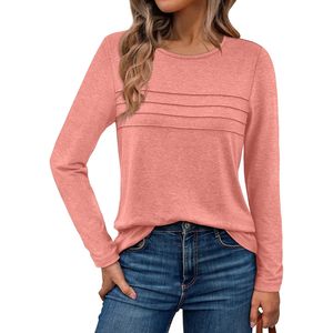 Túnica de satén de manga larga para mujer 2025, blusas plisadas elegantes informales de negocios, Tops básicos de moda a la moda, pantalones cortos holgados XL - Product Image 5