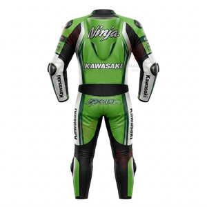 ชุดแข่งรถมอเตอร์ไซค์หนังวัว/หนังจิงโจ้แบบสั่งทำพิเศษ Unisex Rawasaki 1 ชิ้น พร้อมแผ่นป้องกันหลัง CE Level 2 - Product Image 2