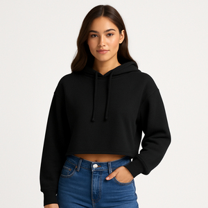Hoodies unisexes à coupe ample, taille ajustée, coupe courte, à capuche, unis, à manches longues, décontractés, en coton respirant, séchage rapide, anti-rétrécissement, pour l'hiver - Product Image 2