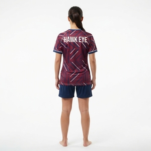 เสื้อฟุตบอลอเมริกันแบบสั่งทำพิเศษสำหรับผู้หญิง ไซส์พลัส แขนสั้น ผลิตจากโพลีเอสเตอร์ สำหรับชุดกีฬา - Product Image 3