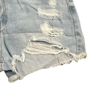 Shorts de Mezclilla Rasgados de Cintura Alta para Hombre, Casuales, de Algodón Lavado, con Cierre de Botones, Color Sólido, Tejido de Tela - Product Image 3