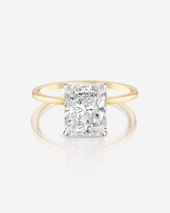 Anillo de Compromiso con Diamante Cultivado en Laboratorio de Corte Radiante de 3 Quilates, Oro Sólido Real de 14K/18K, Anillo de Aniversario Solitario para Mujer, Certificado IGI - Product Image 1