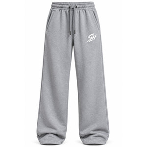 Pantalon de survêtement personnalisé pour homme en mélange de coton, coupe droite, pour le loungewear, avec revers élastiques et cordon de serrage, pour la vente en gros de vêtements - Product Image 1