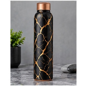 Botella de Agua de Cobre Hecha a Mano con Diseño Floral Bohemio, Recipiente Portátil para Bebidas de Viaje - Product Image 4