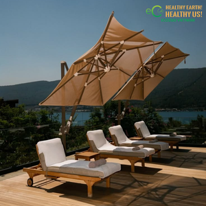 ECO2GO VIETNAM Chaise longue en bois style resort, design vague, coussin en option, surface inclinable confortable, jardin, hôtel, villa - Product Image 6