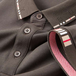 Polo à col rabattu avec bordure côtelée de marque pour hommes et femmes, de haute qualité, vêtements de rue d'été, manches courtes, polos pour hommes - Product Image 4