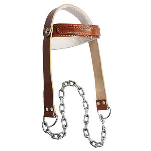 Harnais de cou en cuir véritable pour musculation, entraînement de force et haltérophilie avec chaîne en acier robuste - Product Image 4