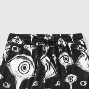 Shorts de sport décontractés pour hommes à séchage rapide avec cordon de serrage et motif imprimé œil, taille mi-haute, en tissu tissé 100 % polyester - Product Image 4