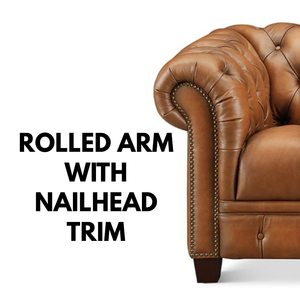 Fauteuil Chesterfield vintage de luxe en cuir marron, avec accoudoirs roulés et capitonnage, pour salon ou bureau - Product Image 5