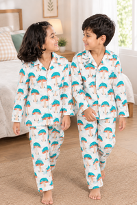 <b>Kids</b> Cotton Printed Pajama <b>Set</b> Mushroom Pattern Long Sleeve Sleepwear <b>for</b> Boys and Girls Unisex Night Suit - Product Image 2