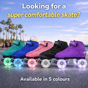 Patines profesionales Prostar Soft Teal Suede con ruedas LED que se iluminan - Para interiores y exteriores - Patines de ruedas - Product Image 2