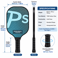 Raquette de pickleball T300 en fibre de carbone, noyau en nid d'abeille de 16 mm, formage standard pressé à froid, vente en gros OEM