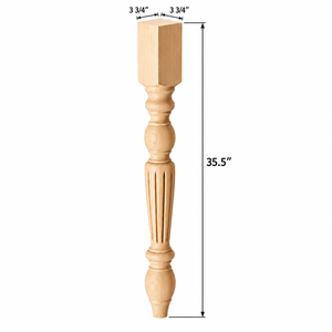 Pied de table en bois massif, pied de meuble en bois massif, plateau carré de 35,5 pouces, design traditionnel, base de table, utilisation à domicile ou au bureau, installation facile - Product Image 2