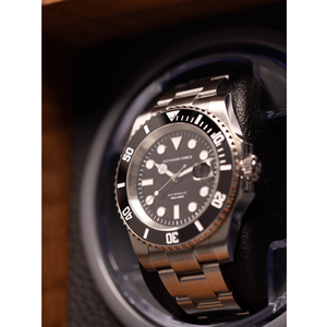 Remontoir de montre automatique rectangulaire en bois avec éclairage LED intégré, rangement et remontage double pour montres automatiques - Product Image 5