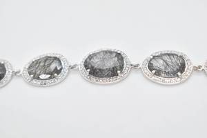 Natural Black Rutilated Quartz <b>Bracelet</b> 925 Sterling Silver Gemstone Jewelry For Women Elegant <b>Bracelet</b> Gift - Product Image 3