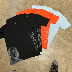 เสื้อยืดฮิปฮอปสไตล์สตรีทสำหรับผู้ชาย แขนสั้น คอกลม พิมพ์ลายตัวอักษร ทรงหลวม ผ้าคอตตอนเจอร์ซีย์ ระบายอากาศได้ดี - Product Image 1