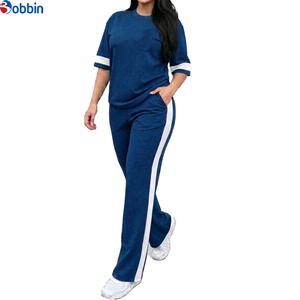 Ensemble de survêtement décontracté pour femme, haute qualité, coupe régulière, manches courtes, taille élastique, streetwear d'été, 2 pièces - Product Image 4