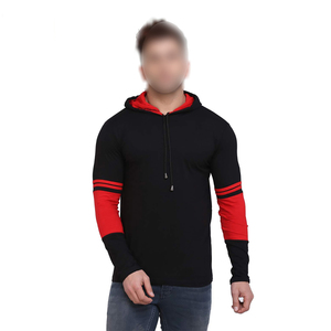 Sweat-shirts à capuche en molleton de coton uni, couleur Noir Rouge, style unique, design personnalisé, taille personnalisée, produit tendance, fournisseur de premier plan - Product Image 1