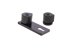 Juego de manijas de latón macizo moderno para cerradura de embutir, placa de doble tono, acabado mate PVD oro rosa, PVD oro, negro brillante, herrajes de 60 mm - Product Image 6