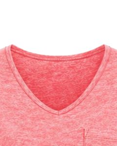 Camiseta Casual de Mujer con Cuello en V, Color Rosa Coral, Manga Corta, Mezcla de Algodón, Suave y Ligera, con Bolsillo, Cómoda para el Verano y Uso Diario - Product Image 4