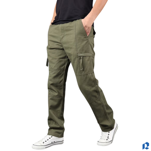 Pantalones Cargo Rectos Ligeros para Hombre, Duraderos, Ecológicos, Transpirables, Casuales, de Estilo Urbano, en Poliéster/Algodón Oscuro, Personalizables - Product Image 2