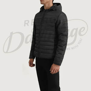 เสื้อแจ็คเก็ตพัฟเฟอร์บุขนหนาน้ำหนักมากสำหรับผู้ชาย สีดำ เหมาะสำหรับฤดูหนาว มีฮู้ด กันลม แบบควิลท์  สำหรับใส่เป็นเสื้อนอก - Product Image 5