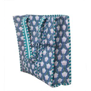 Quilted 100% Cotton Tote <b>Bag</b> Striped Large Capacity Reusable Eco Friendly Beach Tote Shopping Travel Daily Carry Shoulder <b>Bag</b> - Product Image 1