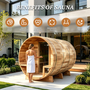 Sauna extérieur architectural haut de gamme avec véranda avant et fenêtre demi-lune arrière, certifié ETL, compatible Wi-Fi, livraison <span class=keywords><strong>en</strong></span> <span class=keywords><strong>France</strong></span> - Product Image 2