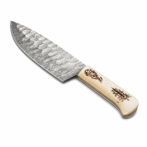 Damascus Steel Hand Forged Kitchen <b>Knife</b> Drop Point Blade Bevel Edge 0.3mm Thickness <b>Bone</b> <b>Handle</b> - Product Image 2