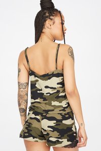 Women's Camouflage Print Tank Top With Shorts Set <b>Elastic</b> Waist Knitted Cotton Breathable Casual Regular Fit - Product Image 1