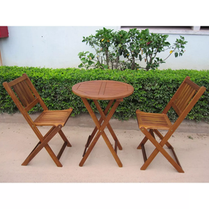 Set 1 <b>Table</b> + 2 Stools Metal Frame Courtyard Villa Best Price TRIO Modern Outdoor <b>Dining</b> Furniture Luxury Non-Acacia Wood Bistro - Product Image 2